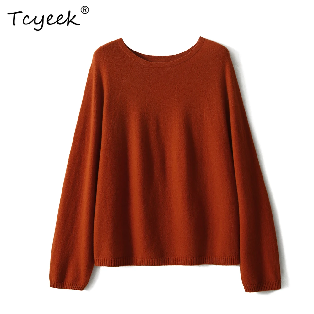 

Tcyeek-Elegant Pullovers For Women, 90% Wool 10% Cashmere, Half High Collar, Soft Sweaters, Autumn Winter Clothes T40424QM