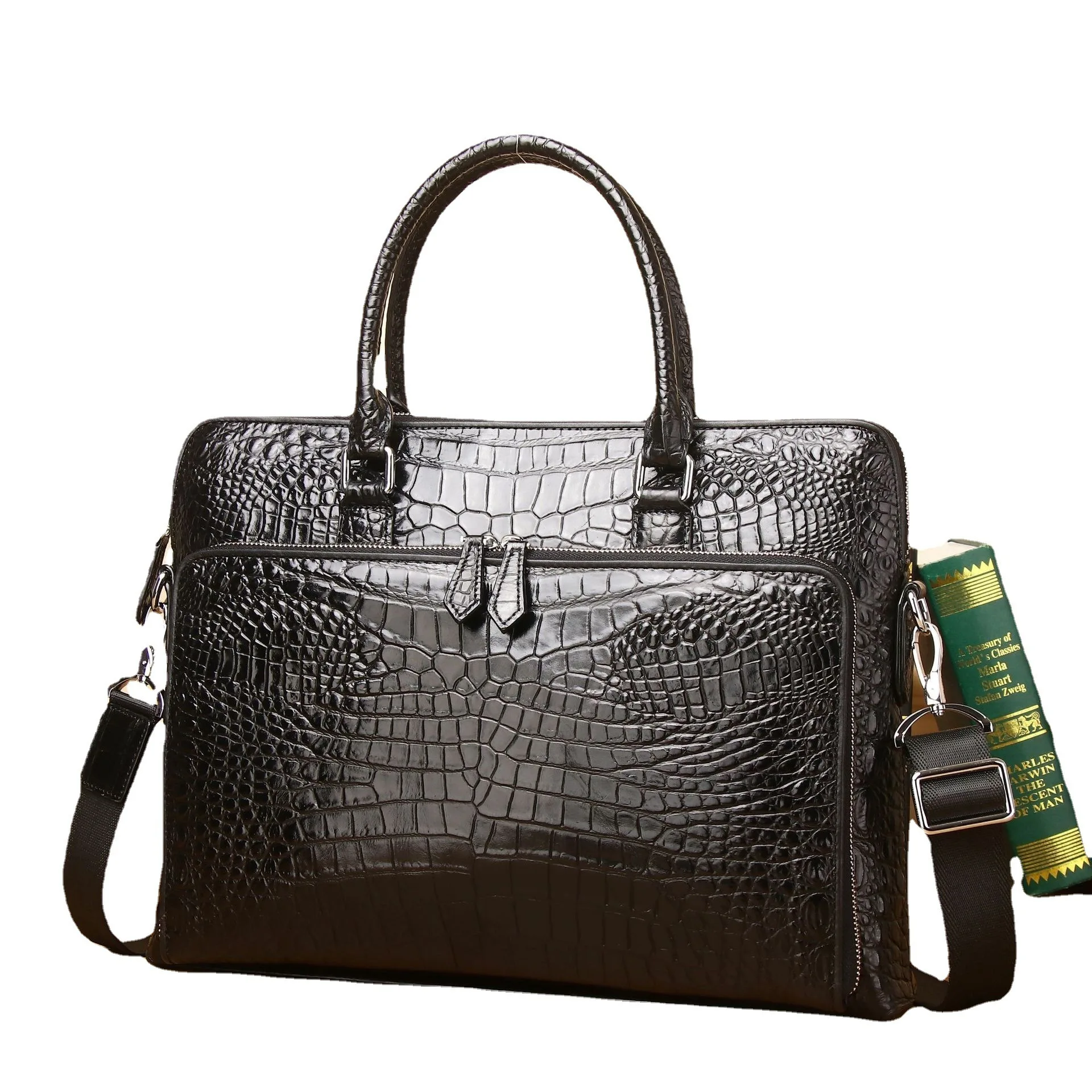 

New Crocodile Belly Handbag Messenger Briefcase Bag Genuine Leather Men's Business Cowhide Single Shoulder Diagonal Cross Bag