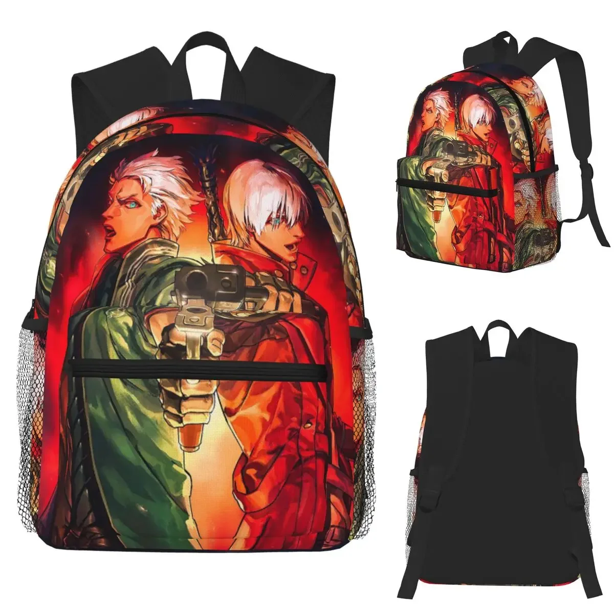 Devil Action Game Casual May Cry Student Backpack School Bag Hiking Travel Daypack for Men Women Fashion Bookbag Shoulder Bags