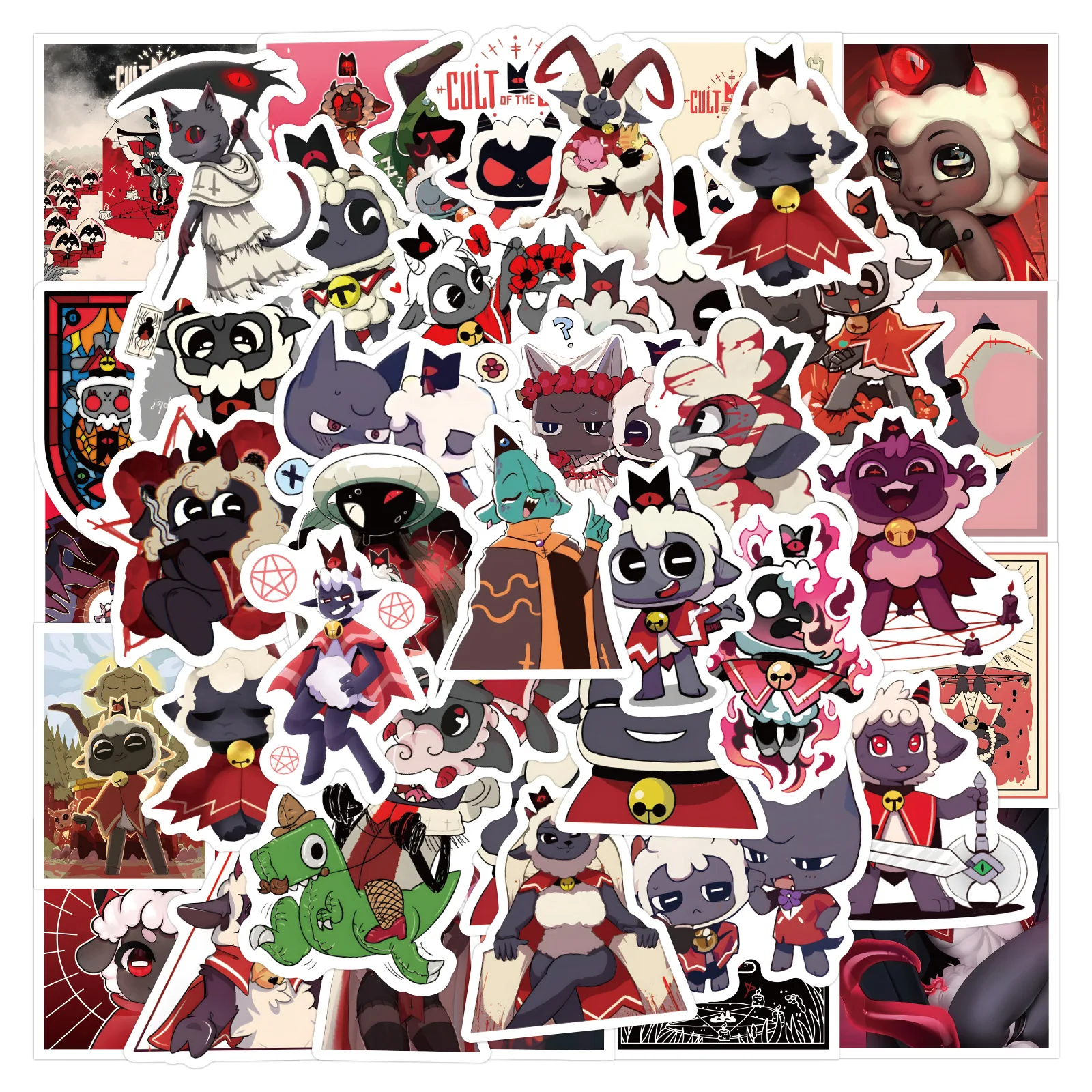 10/50/120PCS Cult of the Lamb Stickers Lovecraftian Game Graffiti Decoration Suitcase Fridge Laptop Guitar Bike Cartoon Decals