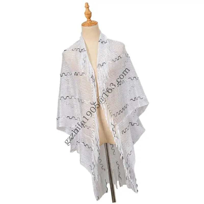 

Elegant Evening Wrap Multifunctional Shoulder Shawl for Women with Stripe and Fringe Design for Formal Occasion .A5KE