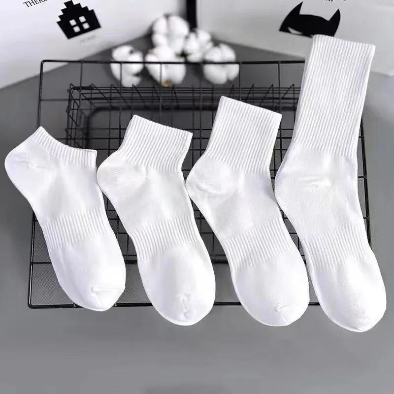 

1 Pairs Solid Colour Socks Black White Multiple Style Soft Breathable Sports Ankle Men's Women's Summer Autumn Business Socks