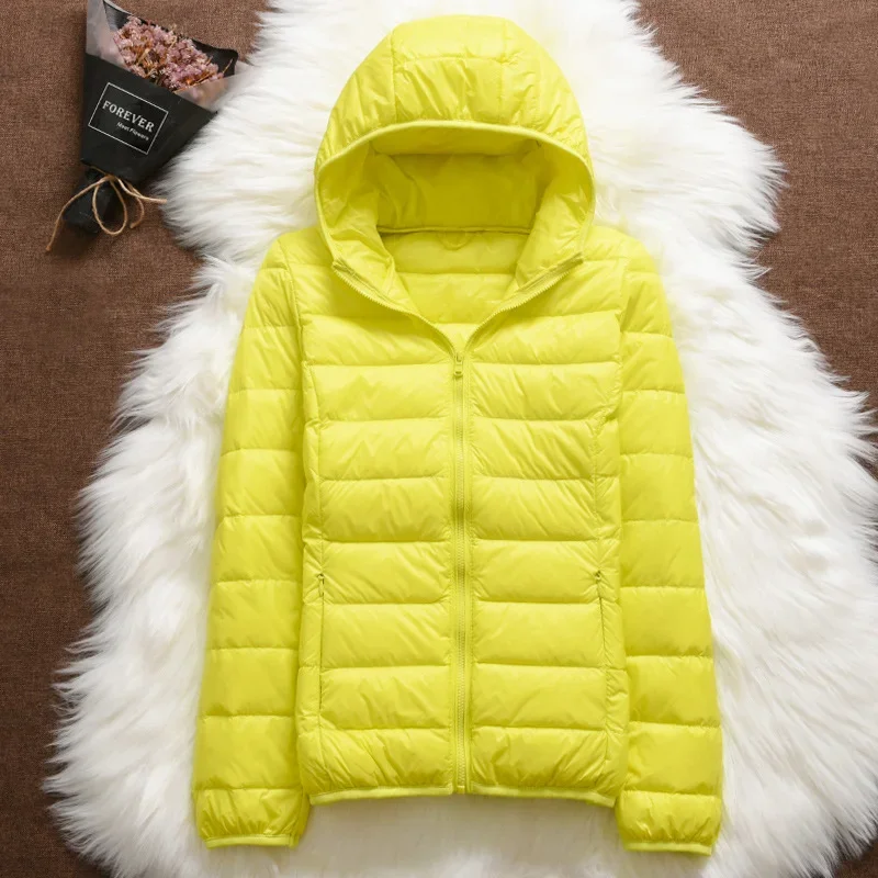 15 Farben Frauen Kapuze Puffer Jacken 2023 neue Frühling Winter 90% weiße Ente Daunen weibliche Mäntel ultraleichte packbare lässige Parkas