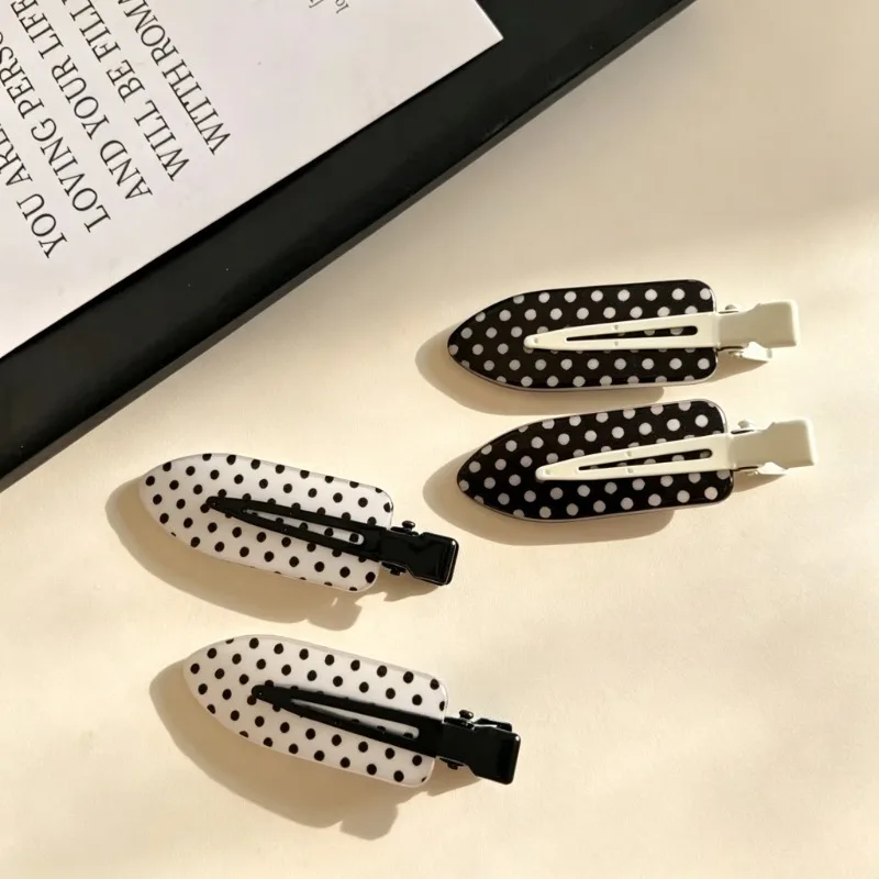 College Style Polka Dot Hair Clip Women No Trace Side Bangs Broken Hair Pin Versatile Daily Hair Styling Decor Supply