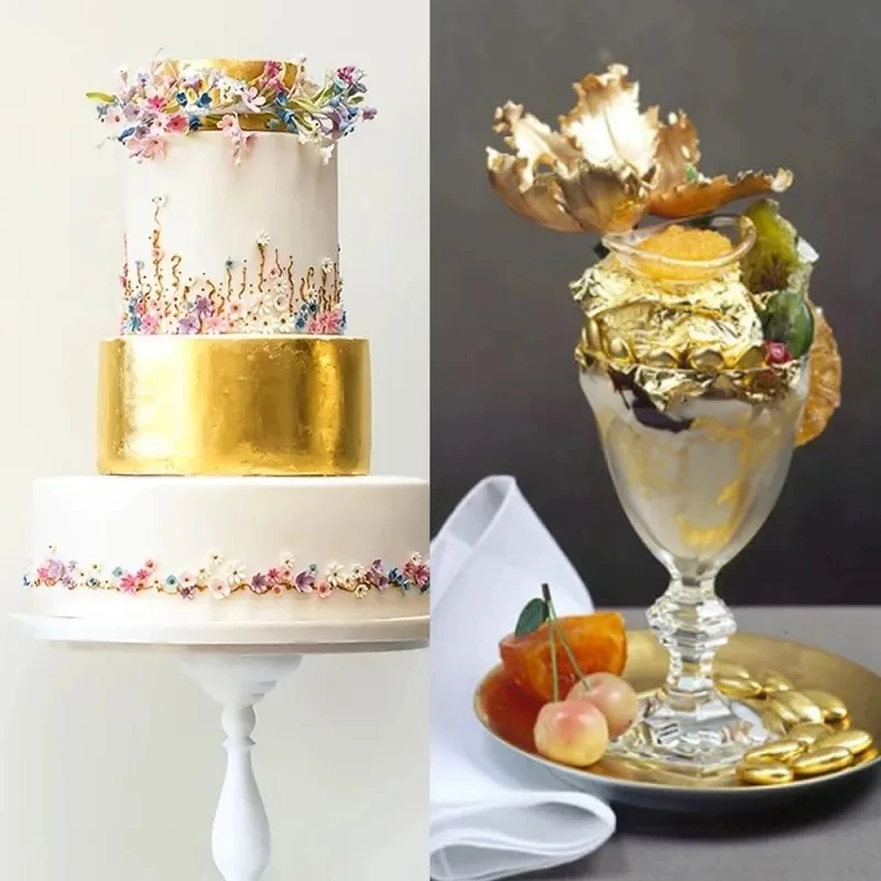 100 fogli imitazione oro argento lamina di carta foglia doratura fai da te arte artigianale carta festa di compleanno torta nuziale Dessert Decor