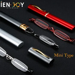 IENJOY Small Reading Glasses With Metal Case Men Women Reading Glasses Mini Portable Pen Presbyopic Glasses 2.0 1.0 1.5 2.5