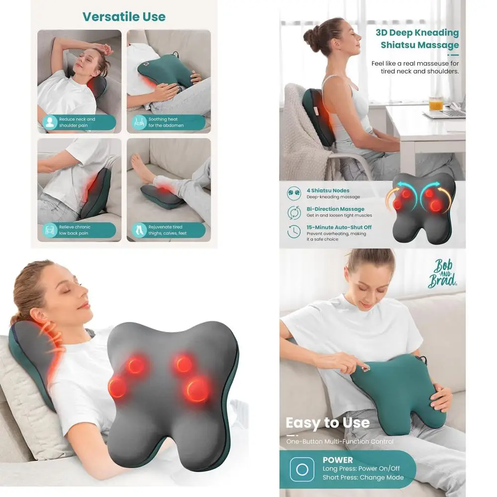 

Heated Shiatsu Massager for Neck & Back Pain Relief, Full Body Corded Massage Pillow, Ideal Christmas Gift for Women, FSA/HSA El