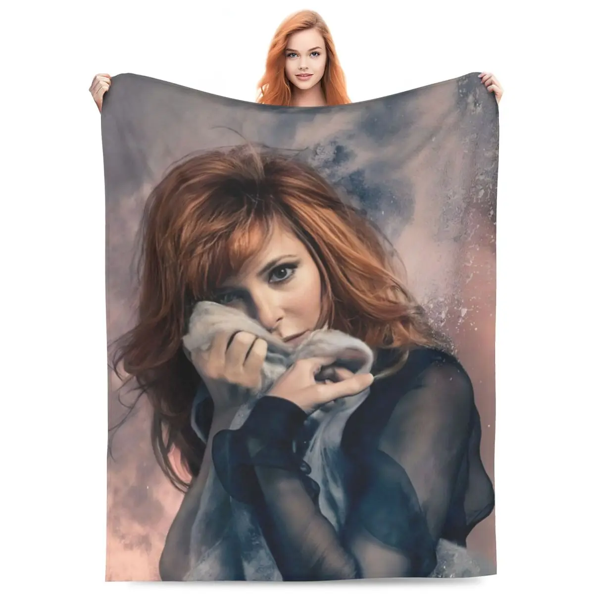 Custom Ultra-Soft Fleece Mylene Farmer Throw Blanket Warm Flannel French Singer Blankets for Bedding Office Sofa Bedspreads