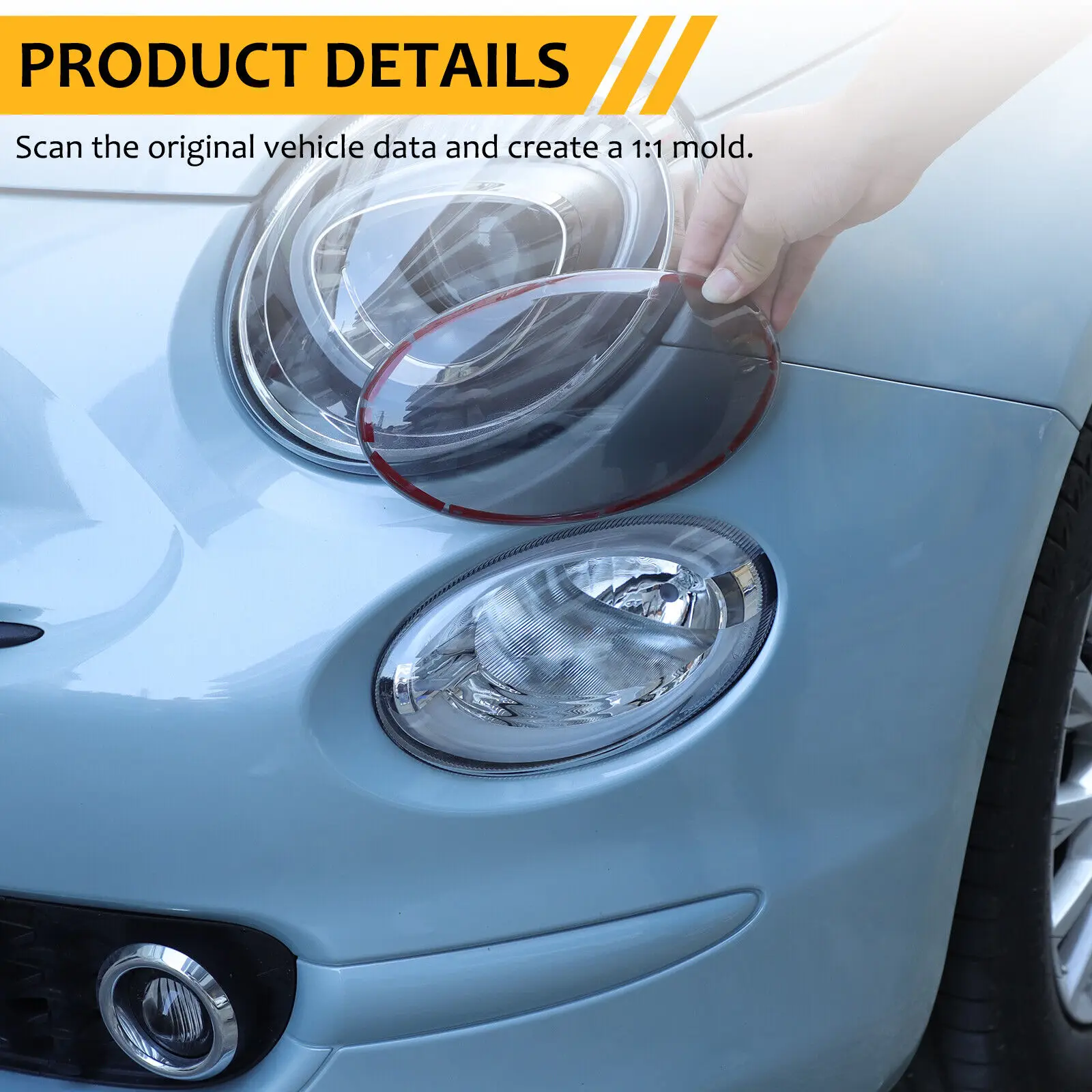

2PCS ABS Amber Color Car Front Fog Light Cover Fog Lamp Guard Trim Accessories Fit For Fiat 500 2016-2024