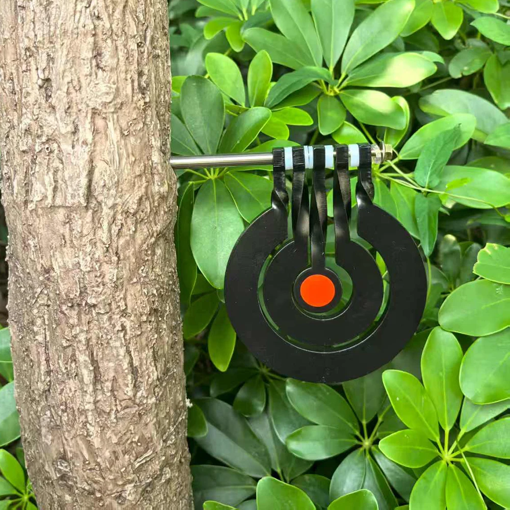 

Вращающаяся мишень с тремя кольцами вставленными деревом из 7-миллиметрового металла подходит для практики стрельбы на открытом воздухе.