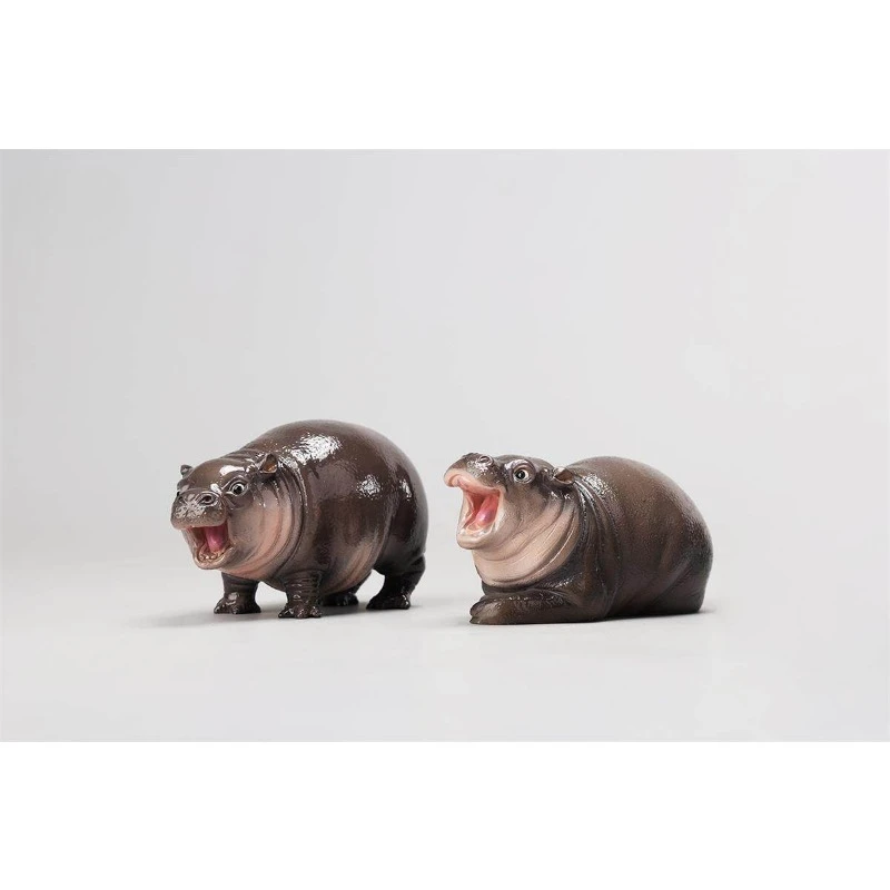 JXK 1/6 Scale Open Mouth/Prone Position Hippopotamus Simulation Animal Model for Action Figures Desktop Ornament Gift Collection