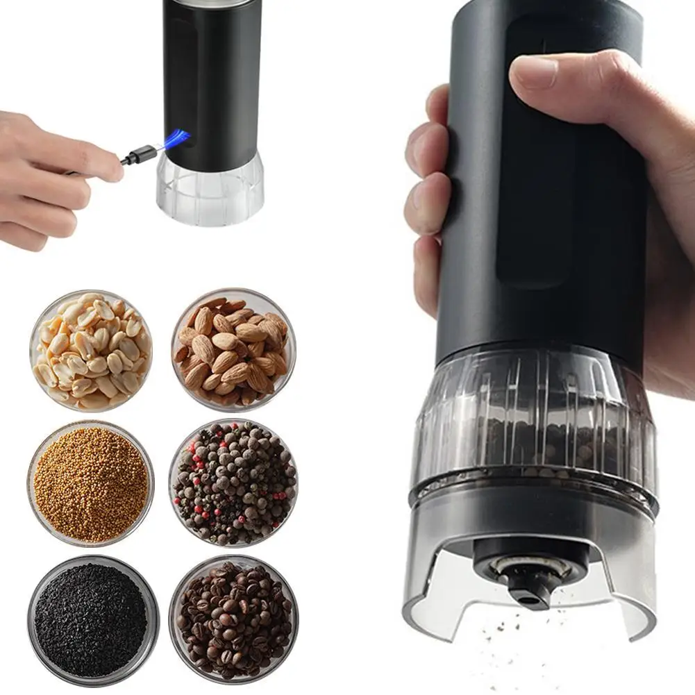 

Electric Pepper Grinder Automatic Stainless Steel Seasoning Grinder USB Rechargeable Adjust Coarseness Spice Mill KitchenTool