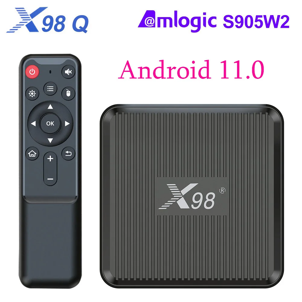 

X98Q TV Box Android 11 Amlogic S905W2 RAM 2G ROM 16GB Support H.265 AV1 Dual Wifi Set Top Box X98 Q HDR 10+ 4K Media Player