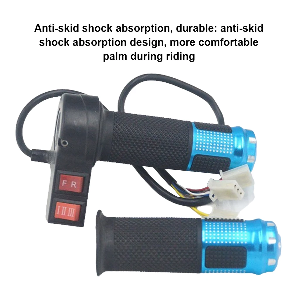 2 Pieces 22mm Electric Bike Throttle Anti-slip E-bike Shock-proof Handlebar with 3 Speed Controller Maintenance