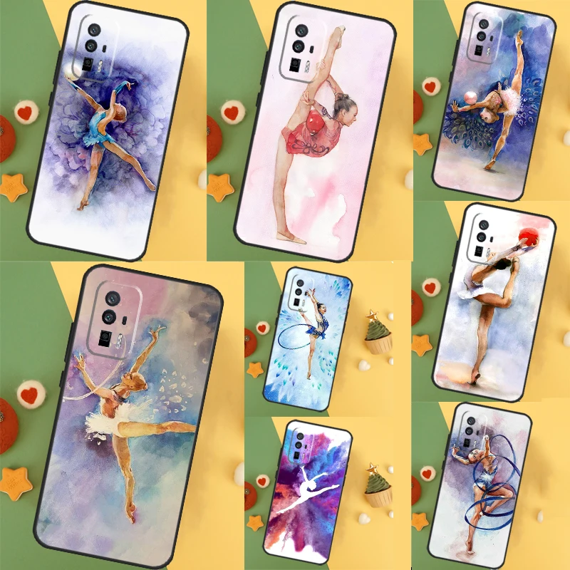  Gymnastics Oil Painting Case For POCO F6 Pro X6 X5 X3 F3 F5 M6 M5s Xiaomi 14 Ultra 12 13 Lite 11T 12T 13T Pro Cover