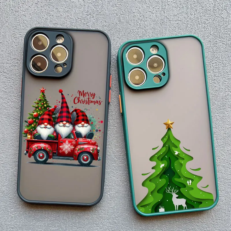 Merry Christmas Tree Santa Claus Phone Case For iphone XS XR 15 14 13 12 11 16 Pro Max Mini Plus Scenery Shockproof Back Covers