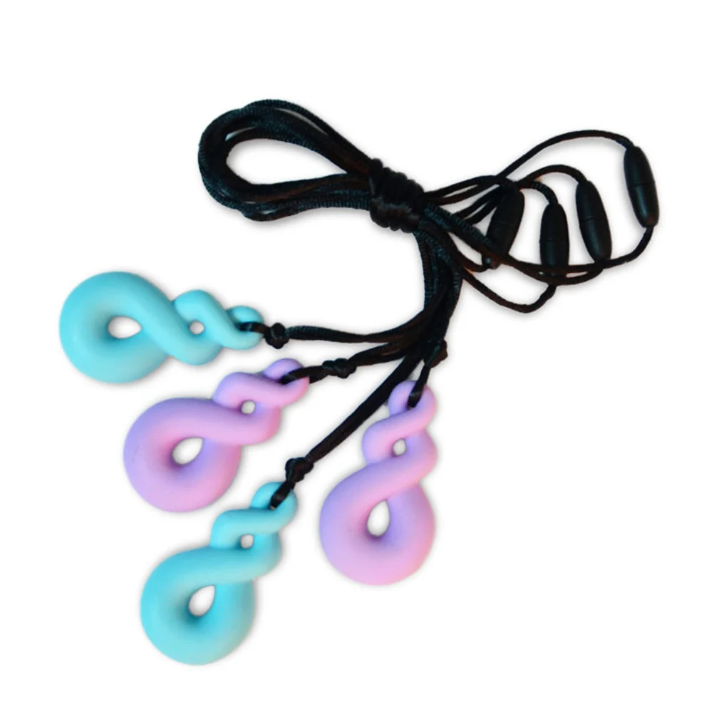 

2pcs Teether Necklace 6x3 3x1 6cm Silicone Chew Beads for Sensory Autism Adhd Kids Oral Stimulation Special Needs Baby Care