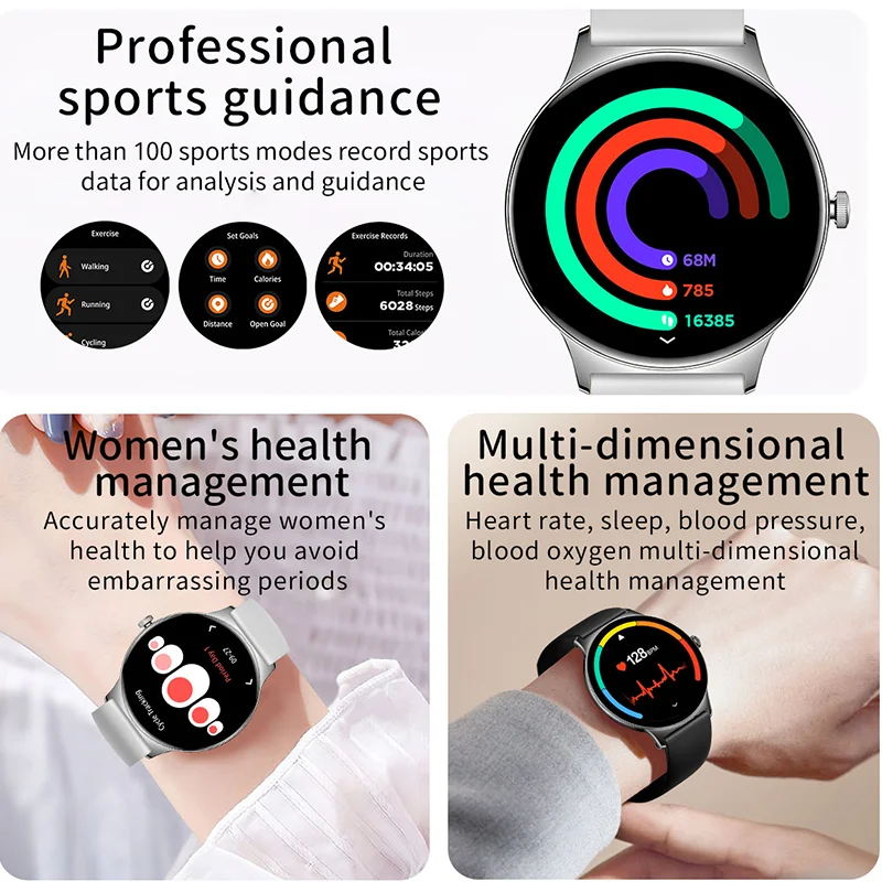 For Huawei Xiaomi Smartwatch Female Heart Rate Sports Fashion Women's Watch Bluetooth Talk IP68 Waterproof smartwatch 2024 New