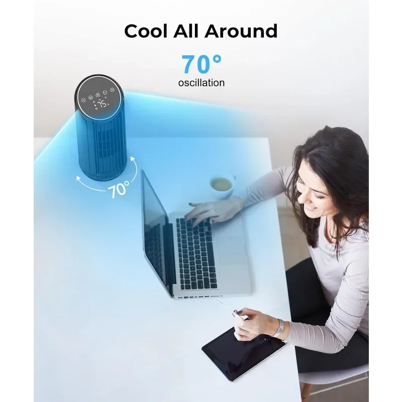 Abolee Tower Portable Fan for Bedroom Desk Oscillating Desk Fan Bladeless Portable Fan for Bedroom Office Home