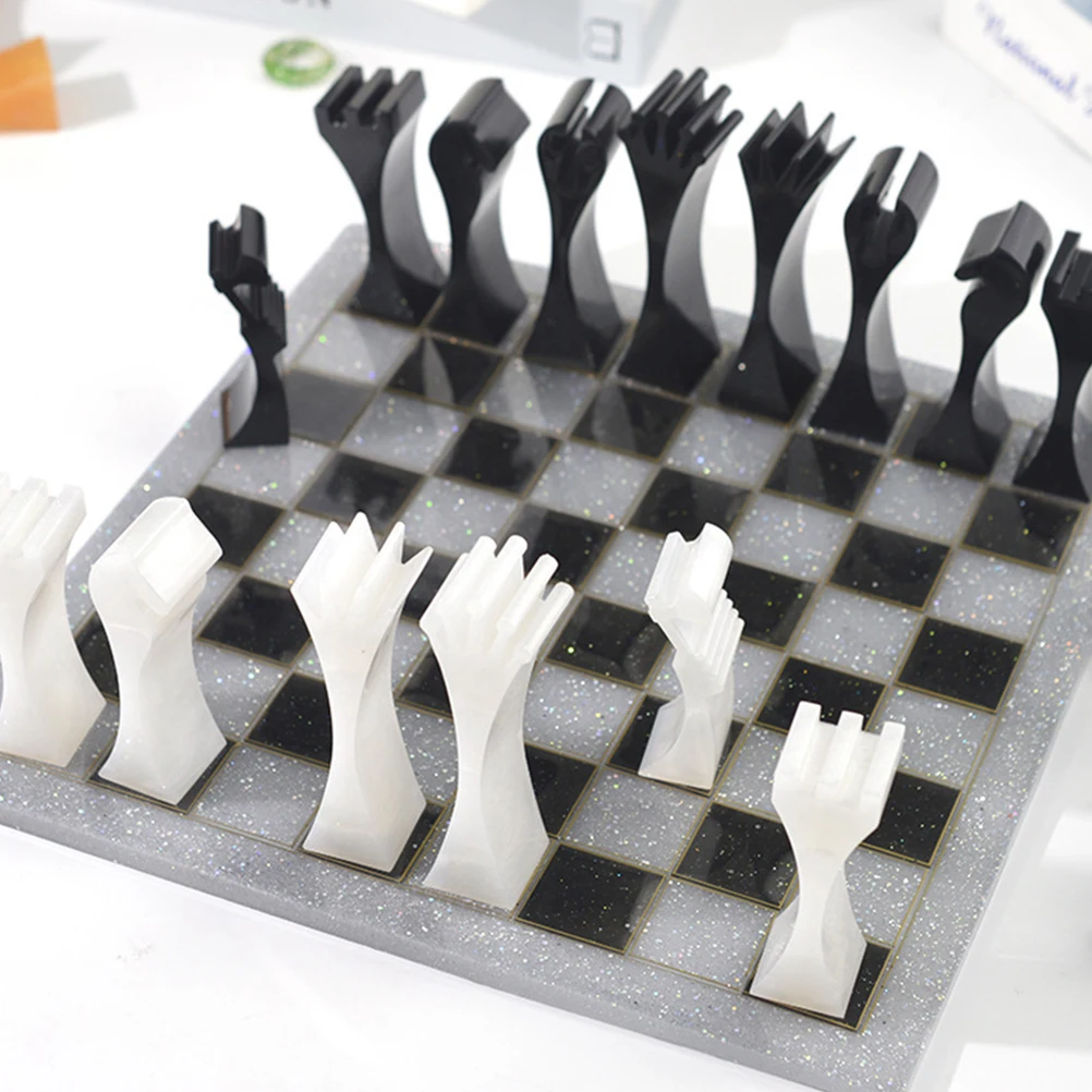 

2pcs Mold Silicone Molds for Epoxy Resin Craft Reusable Chess Piece Tray Game DIY Chess Pieces Making Tray Decorative