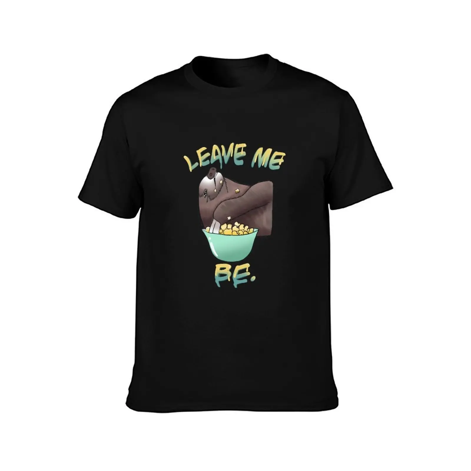 Tired, Lazy, and Relatable Sloth Eating Popcorn: Leave Me Be. T-Shirt, Summer Casual Cotton Tee, Oversized Streetwear Tops