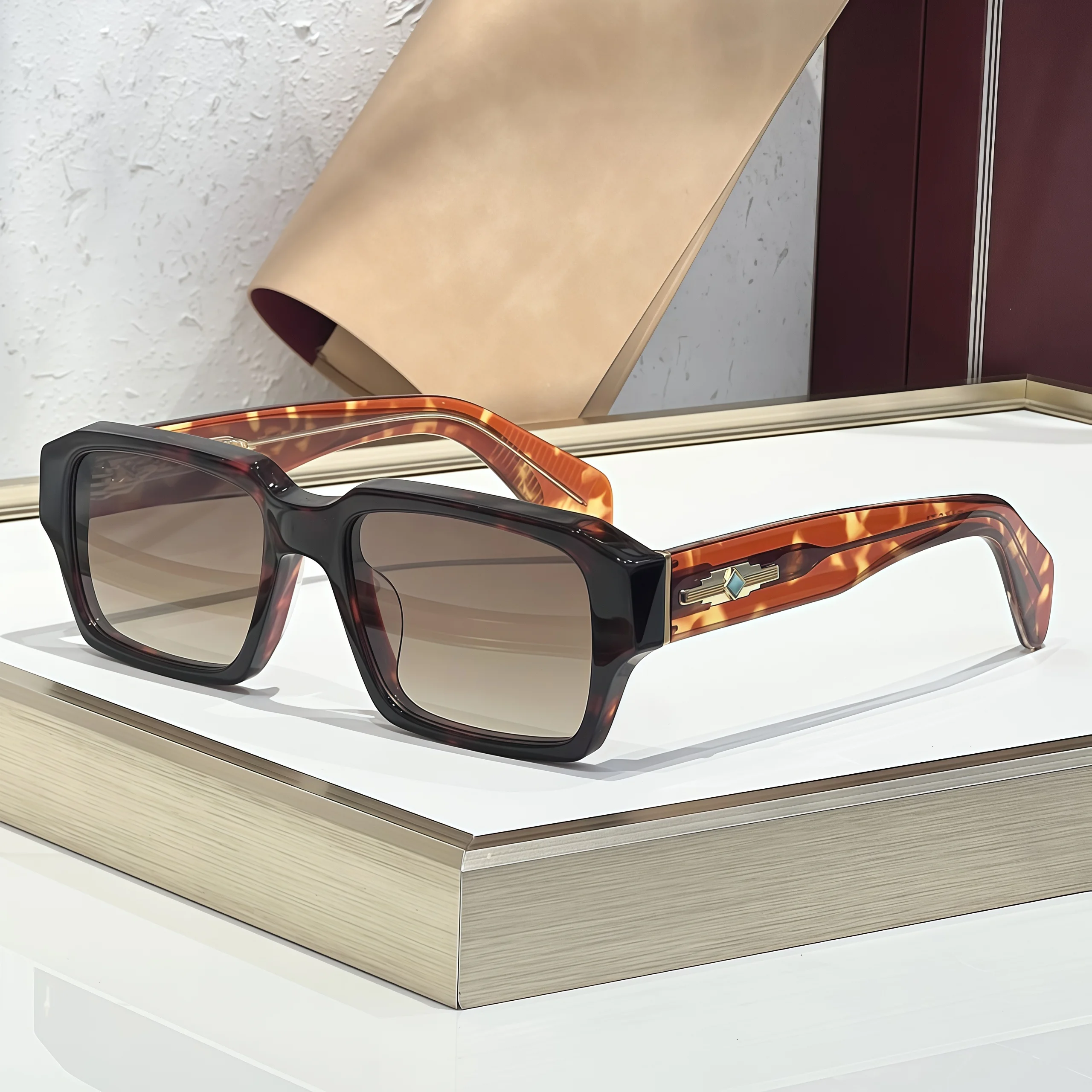  Dakota Luxury Square Sunglasses Handmade Acetate Gemstone Series Polarized UV400 Fashion Eyewear Men Women