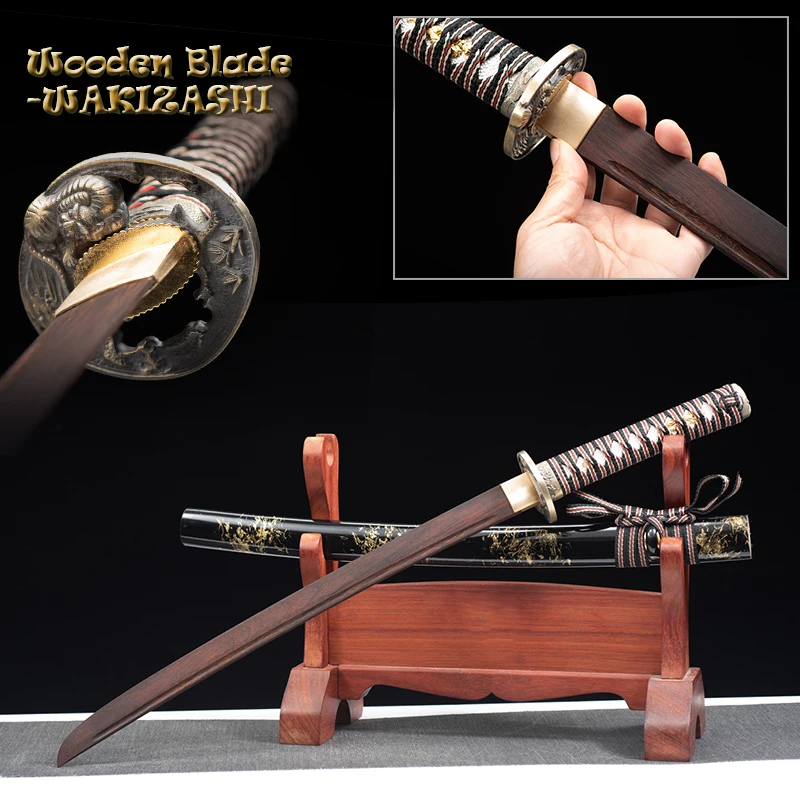 

Japanese Sword, Wakizashi,Training Sword, Stage Props,Wooden Sword,Hard Wood Blade, Samurai Sword, Wall Decor,Tiger Tsuba