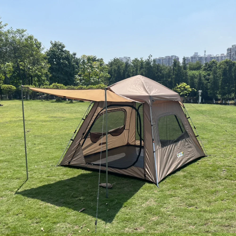 Hot Sale Beach Tent Outdoor Camping Automatic Pole Pavilion Thickened Waterproof Tent Sunscreen Awning Family Tent for Travel