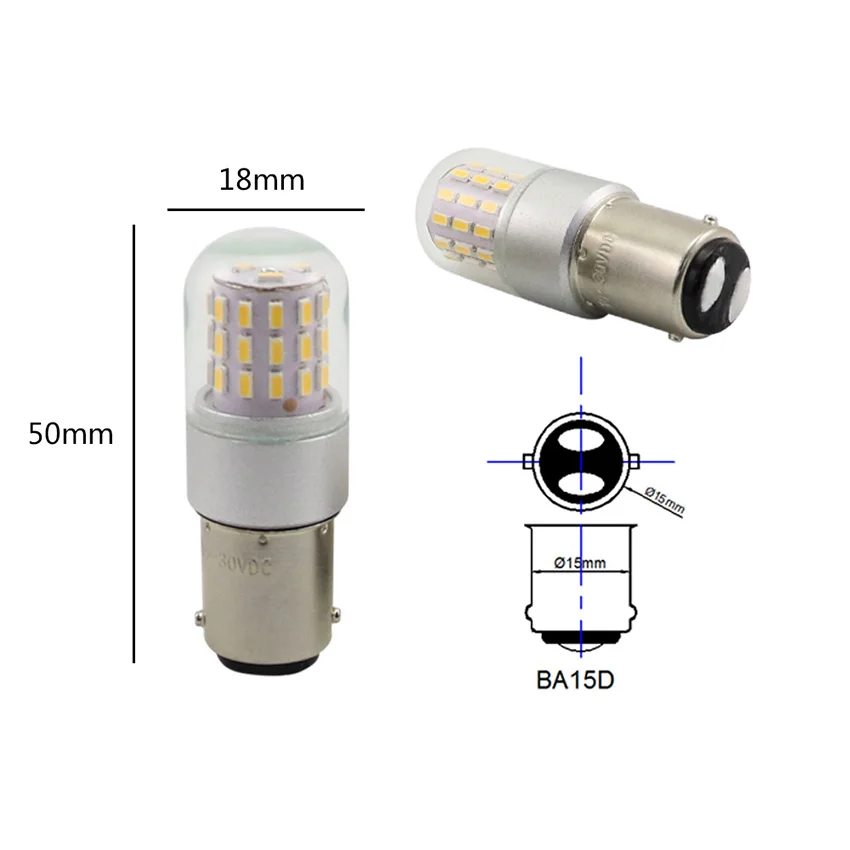 MIDCARS-bombilla LED BA15D T18, 3W, 12-24V, luz de navegación para barco, blanco, paquete de 2