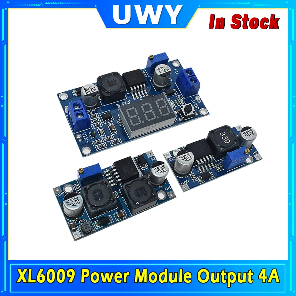 XL6009 DC-DC Step Up Boost Power Module Max 4A Output Adjustable Voltage Regulator With Digital Voltmeter Display