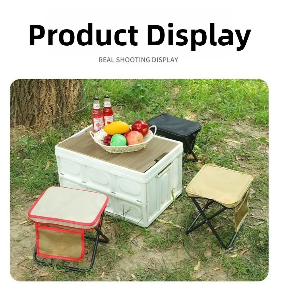 مقاومة للاهتراء التخييم كرسي بلا ظهر قابل للطي قوي الحاملة قوي الصيد البراز مع تخزين الجانب خفيفة حقيبة يد قابلة للطي البراز