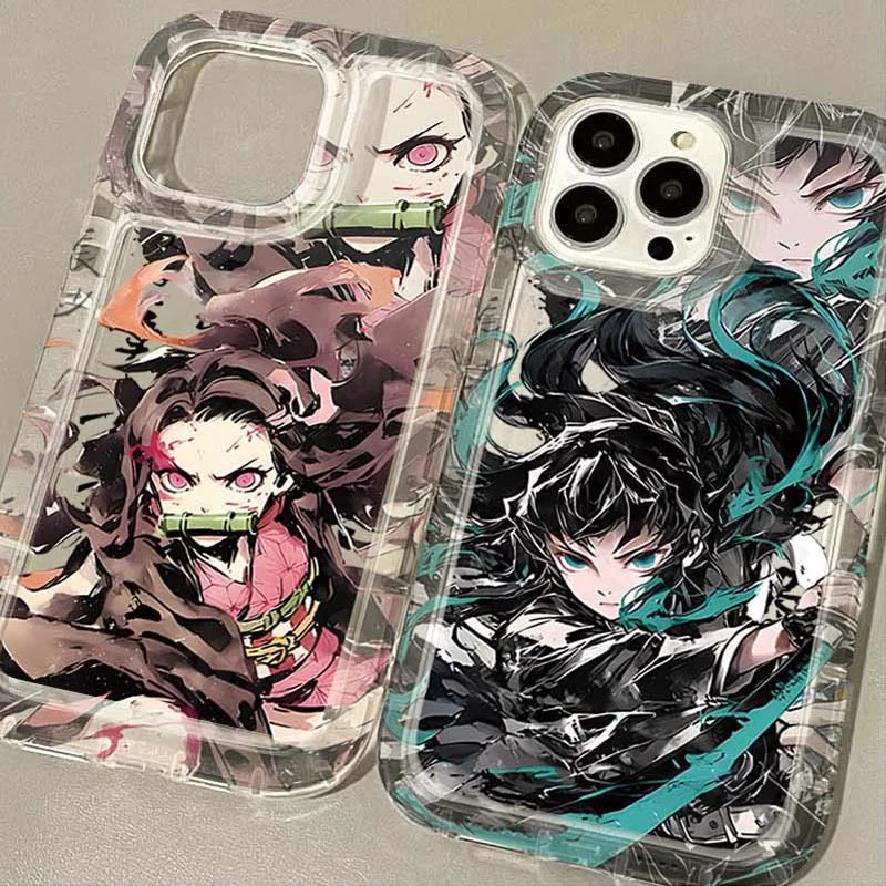 Shockproof Clear Silicone Phone Back Case For iPhone 16 15 14 13 12 11 Pro Max XS X XR 8 7 Plus SE 2020 Anime Demon Slayer Cover