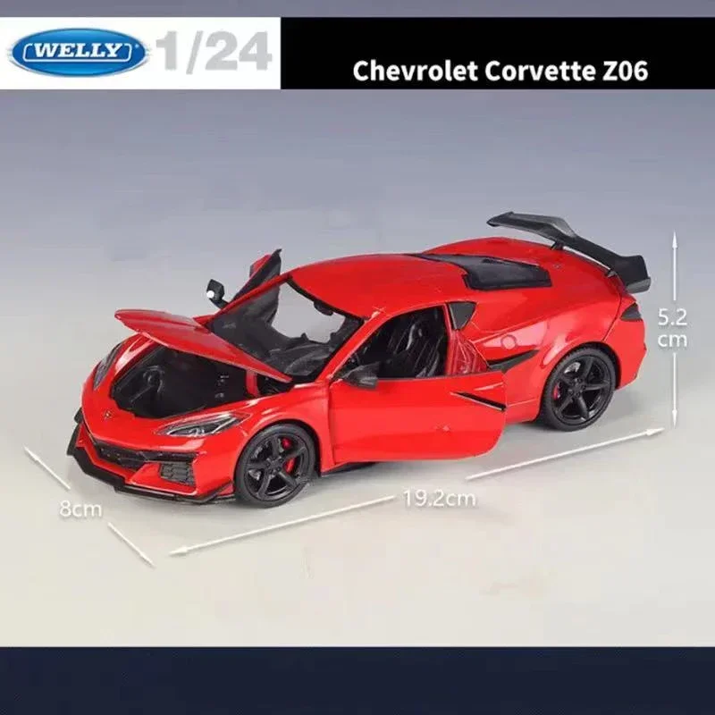 WELLY 1:24 Chevrolet 2023 Corvette Z06 Simulationslegierungsautomodell – geeignet für Kinderspielzeug und Sammlungen