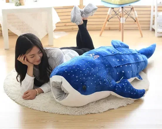 [ Funny ] Large size 150cm Whale Shark Plush Toy Cartoon blue whale Doll Soft Stuffed Animals Cushion Child Pillow 3 Colors gift