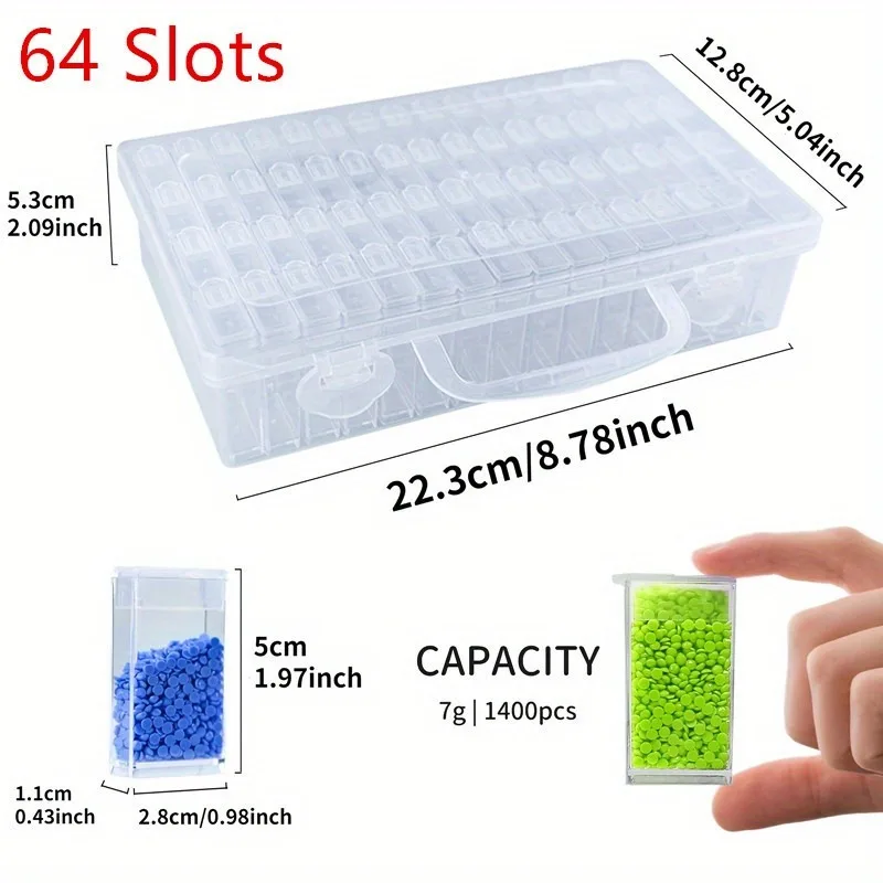 64 84 Grids Diamond Painting Storage Box Portable Seed Bead Organizer Case DIY Nail Art Plastic Container