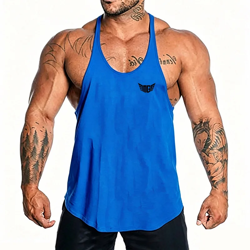Men's Summer Running Vests Quick Dry Racerback Sleeveless Workout Tank Top Breathable Athletic Gym Shirt For Training