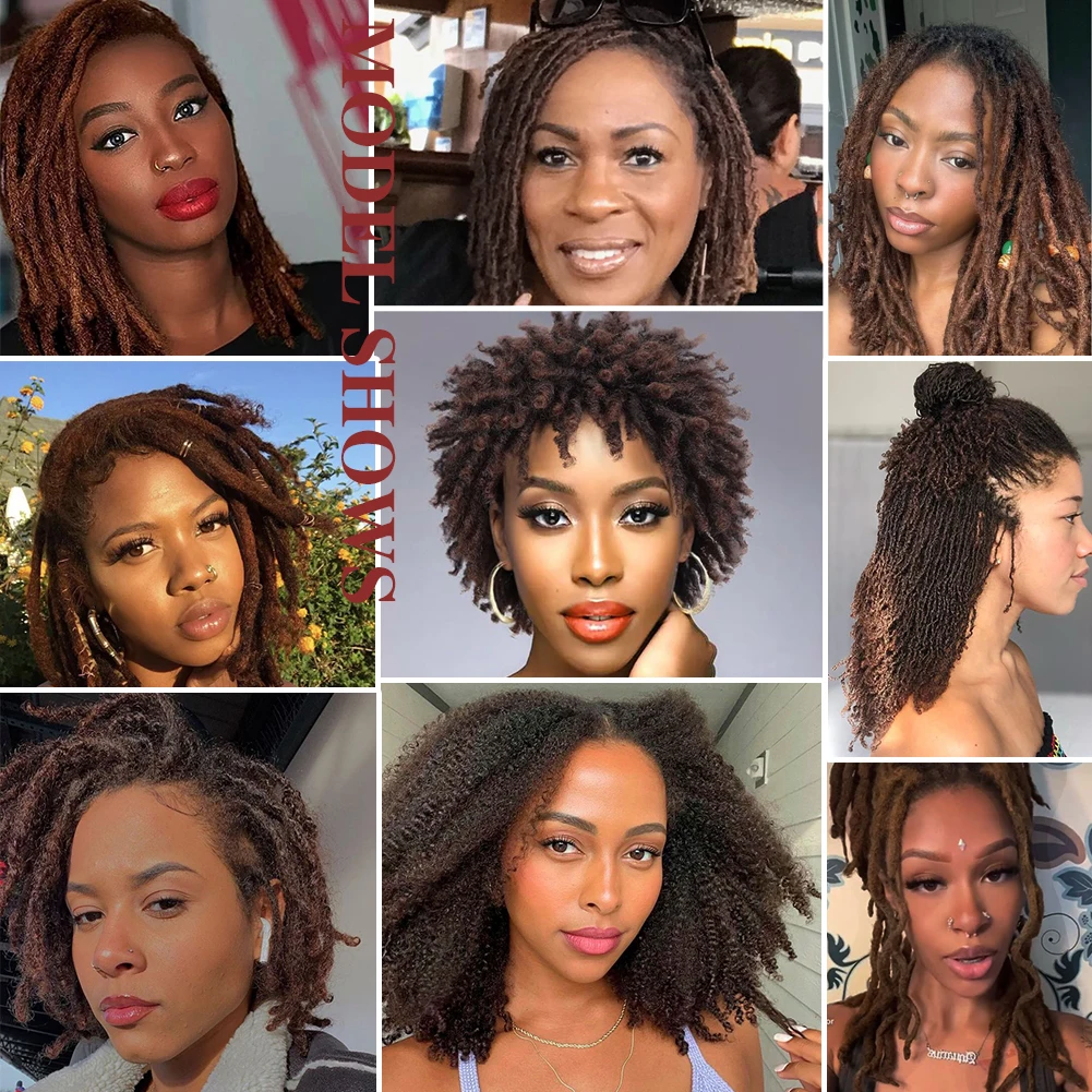 4 # Extensiones de cabello humano 100% Afro rizado a granel, trenzas sucias Reggae, rastas de pelo de ganchillo Natural brasileño