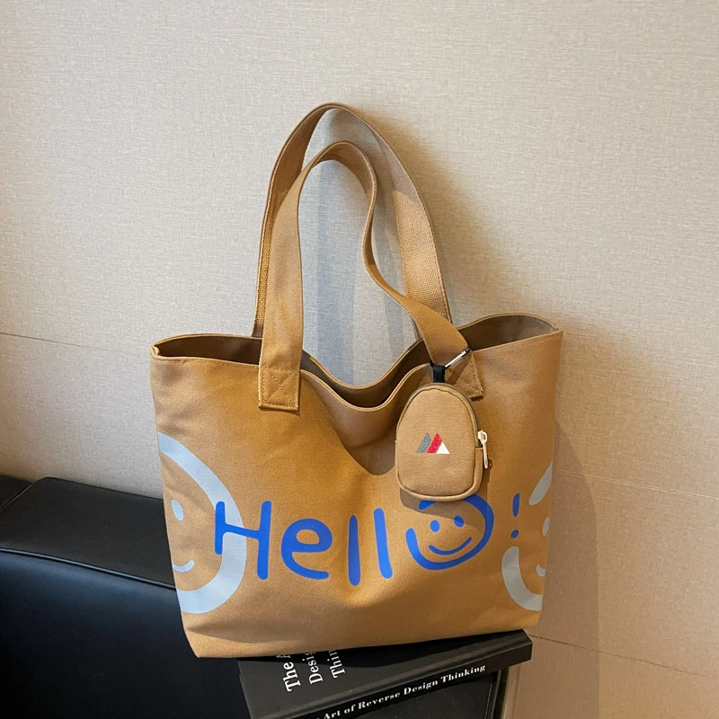 

New Large capacity Single Shoulder Canvas Bag Cute Cartoon Student Install books Handbag for Class Lady Fashion Shopping Bag