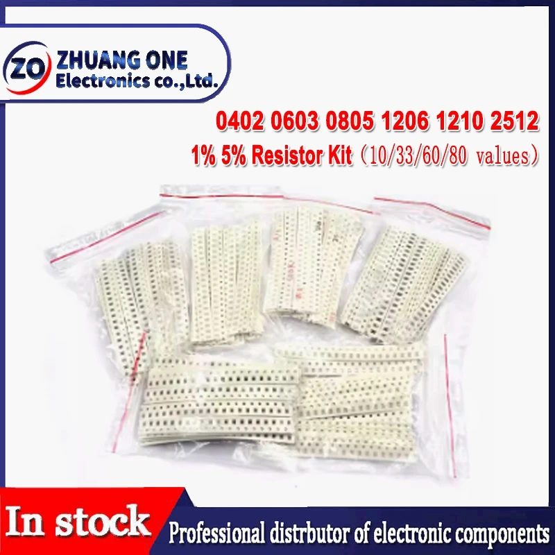 0402 0603 0805 1206 1210 2512 SMD Resistor Kit igmopnrq Assorted Kit 10K 100K 1K 1R 100R 220R 1% 5%