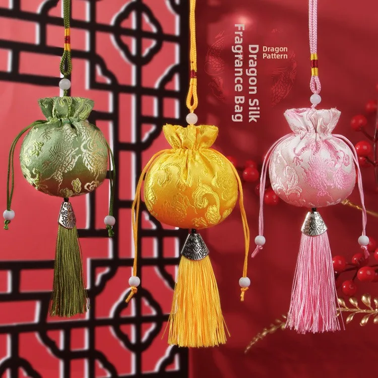 Dragon Boat Festival Embroidered Fringed Small Perfume Bag Portable Hanging Cord Car Decorations Hanfu Accessories Empty Pouch