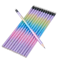 12pcs HB Pencils Fantasy Starry Sky Sketching Drawing Pencil With Eraser Unpointed Stationery Supply