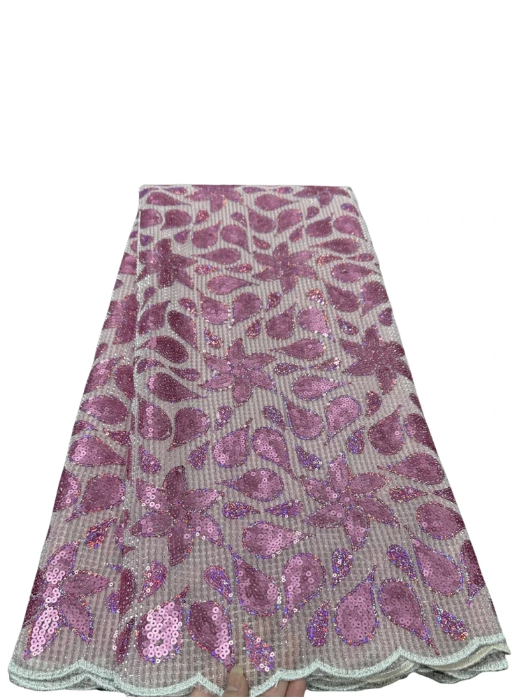 African Nigerian 2024 Latest High Quality With Tulle Sewing Lace Fabric Guipure Embroidery Dresses Sequins 5yards hz1137