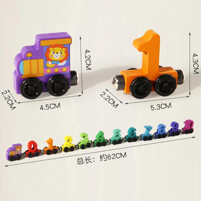 1 Set Wooden Magnetic Number Train Toys Montessori Educational Toy Train Kit Early Cognition Learning Teaching Sets For Toddlers