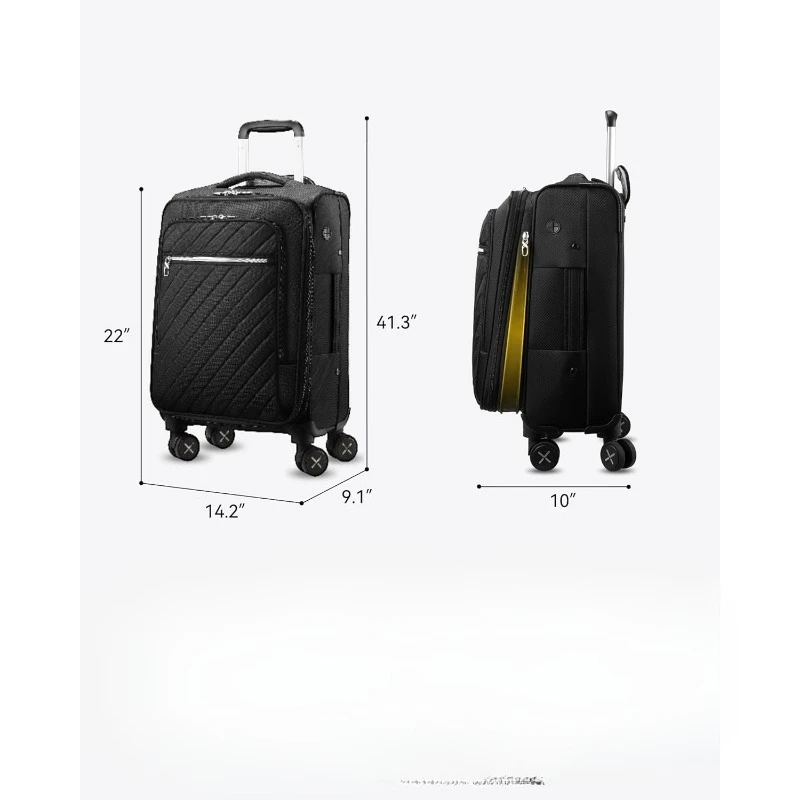 

Carry On Luggage 20 inch Expandable, Rolling Suitcases with Spinner Wheels Softside, Lightweight (Black)