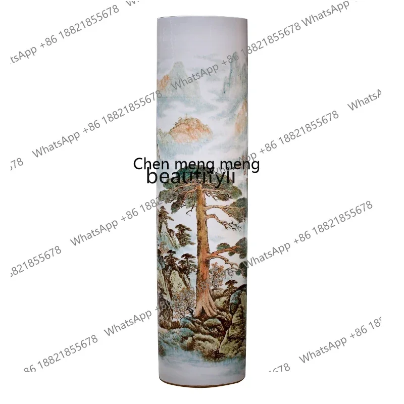 182Q Jingdezhen ceramics landscape welcome pine floor-to-ceiling vase, living room company hotel, housewarming ornament