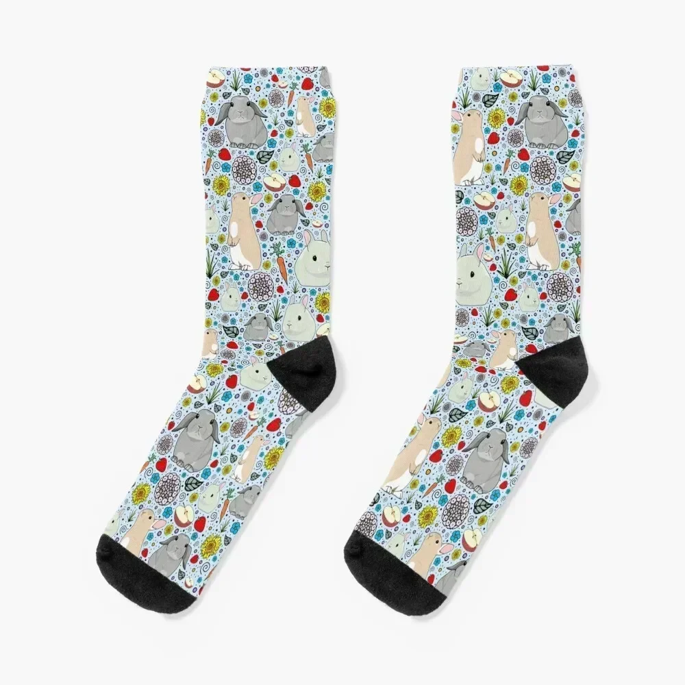 

Rabbits in Blue Socks winter gifts hiphop Novelties halloween Male Socks Women's