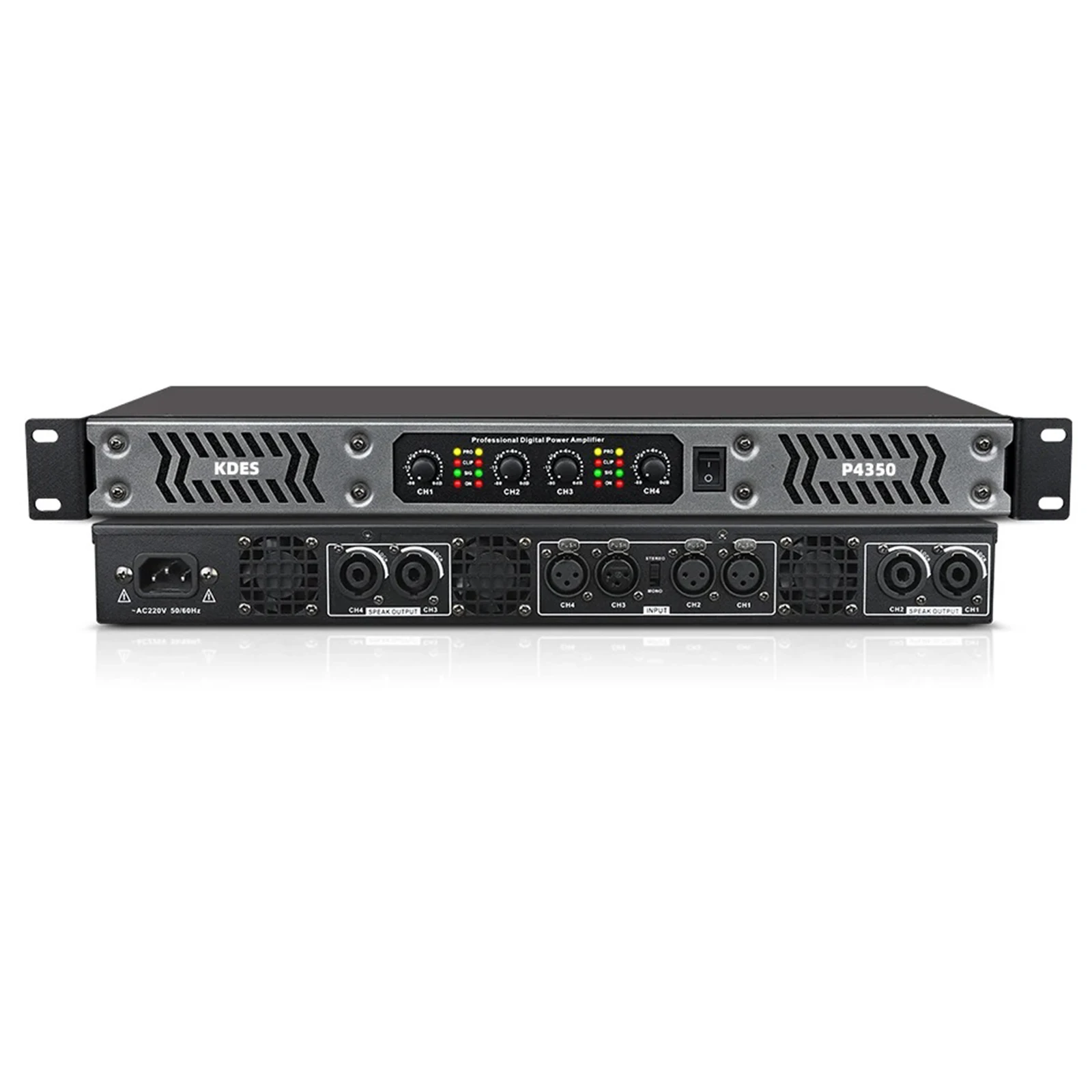 

KDES 2-Channel Power Amplifier (8Ω) 300W And 4-Channel (8Ω) 350W Class D Digital 1U DJ Stage Performance Amplifiers