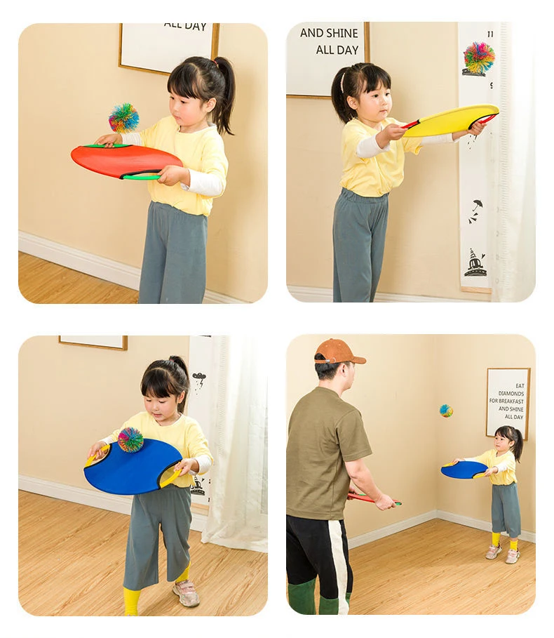 Multiple People Throwing Ball Funny Kids Train Toy Racket Catch Ball Outdoor Game Parent Child Easy Interactive  Games Gift