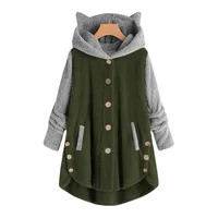 Cat Print Long Hoodies Sweatshirt Women Fleece Warm Button Pocket Pullovers Cat Ear Plus Size Hoodie Top Blouse Sweat Femme - Image 4