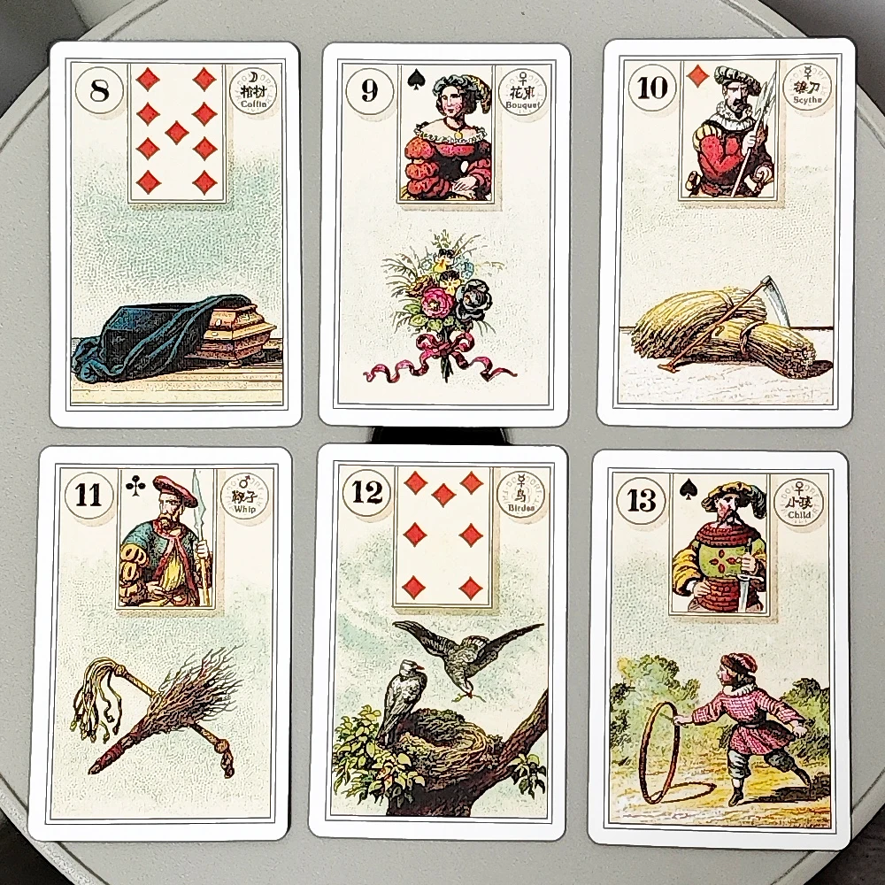 

French Cartomancy Lenormand Deck 9*6cm 36 Pcs Lenormand Cards In Chinese and English Language Bilingual Edition Classic Deck